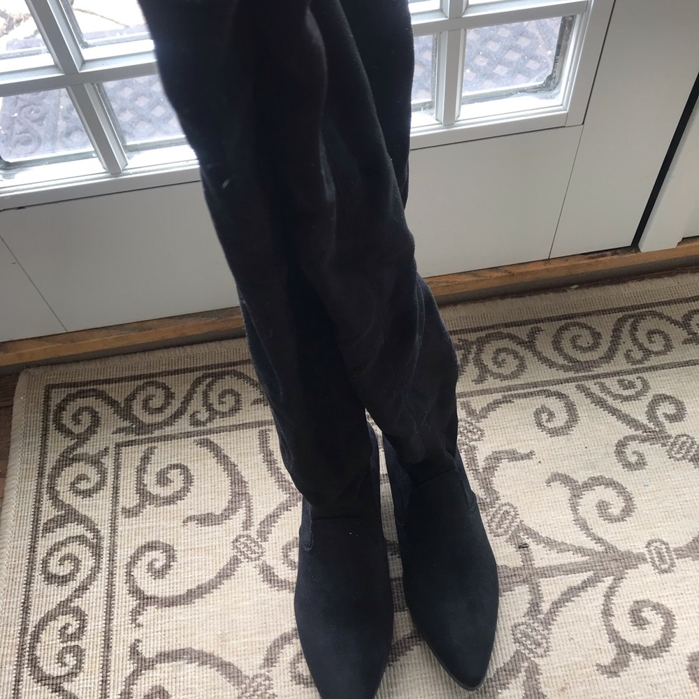 Over the knee faux suede black boots